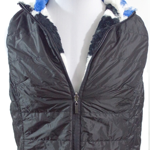 Funky Faux Fur Animal Print Reversible Vest M - Picture 4 of 7